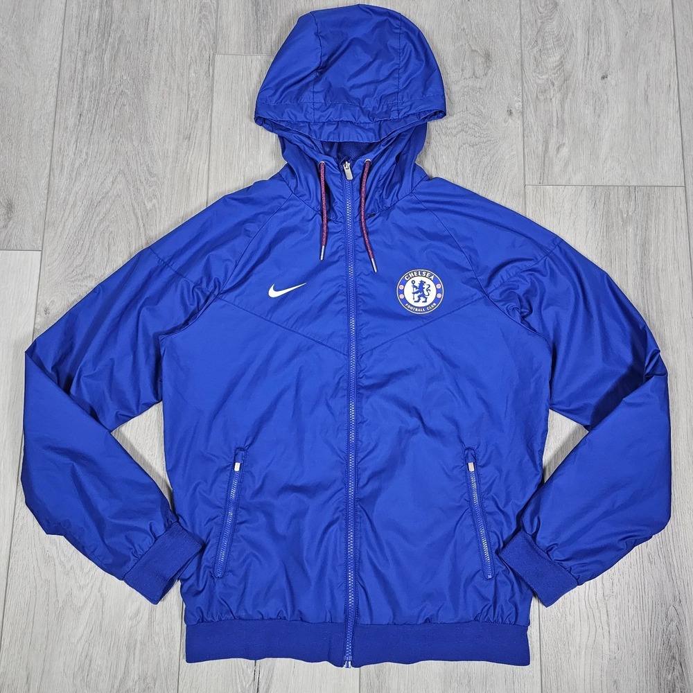 Nike Chelsea Windrunner Jacket Men Small Blue Full Zip Hoodie Windbreaker Futbol